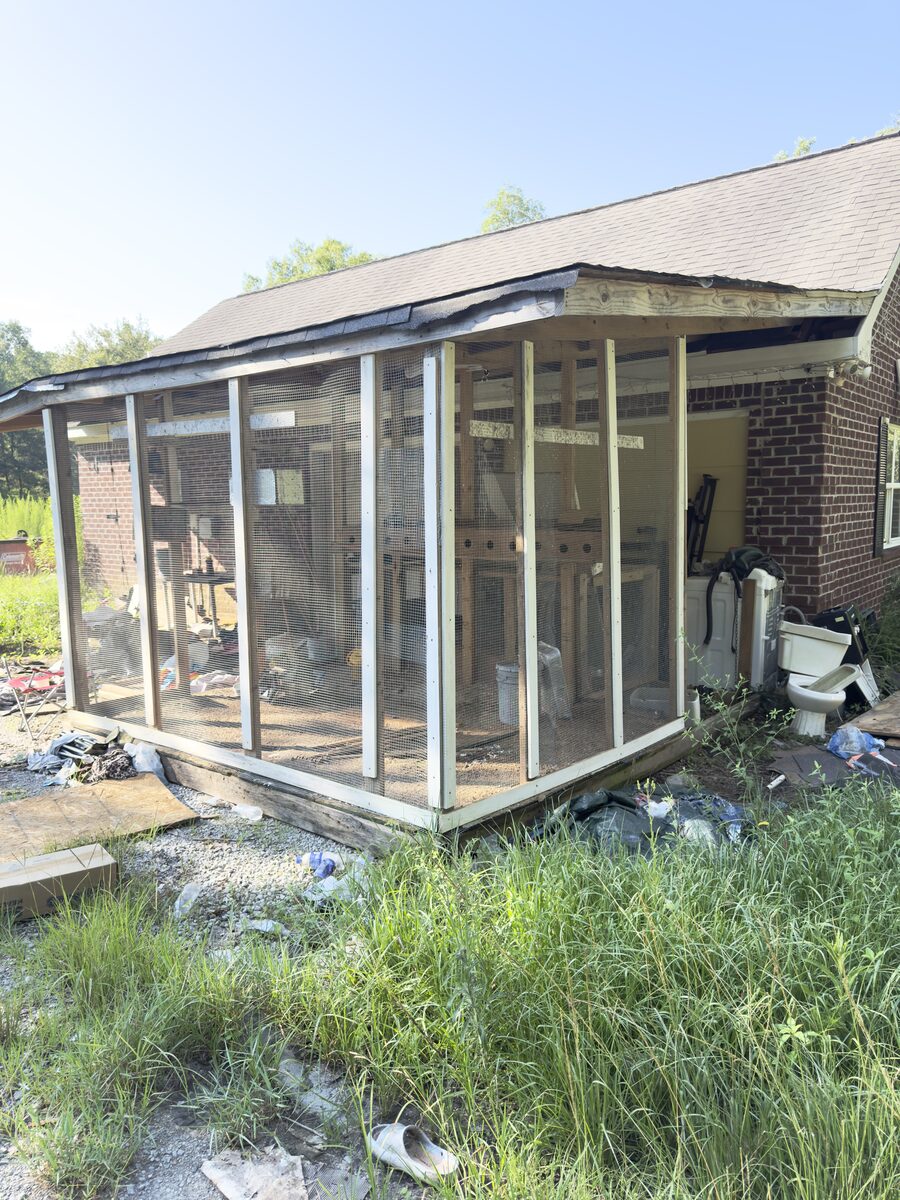 Small exterior structure opened up during a controlled removal project